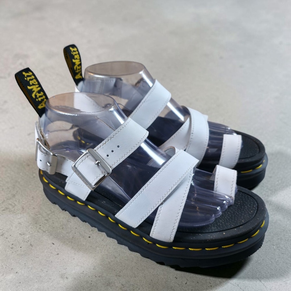 Dr. Martens Avry White Hydro Leather Platform Sandals Women's Size 8 *Worn Once.
